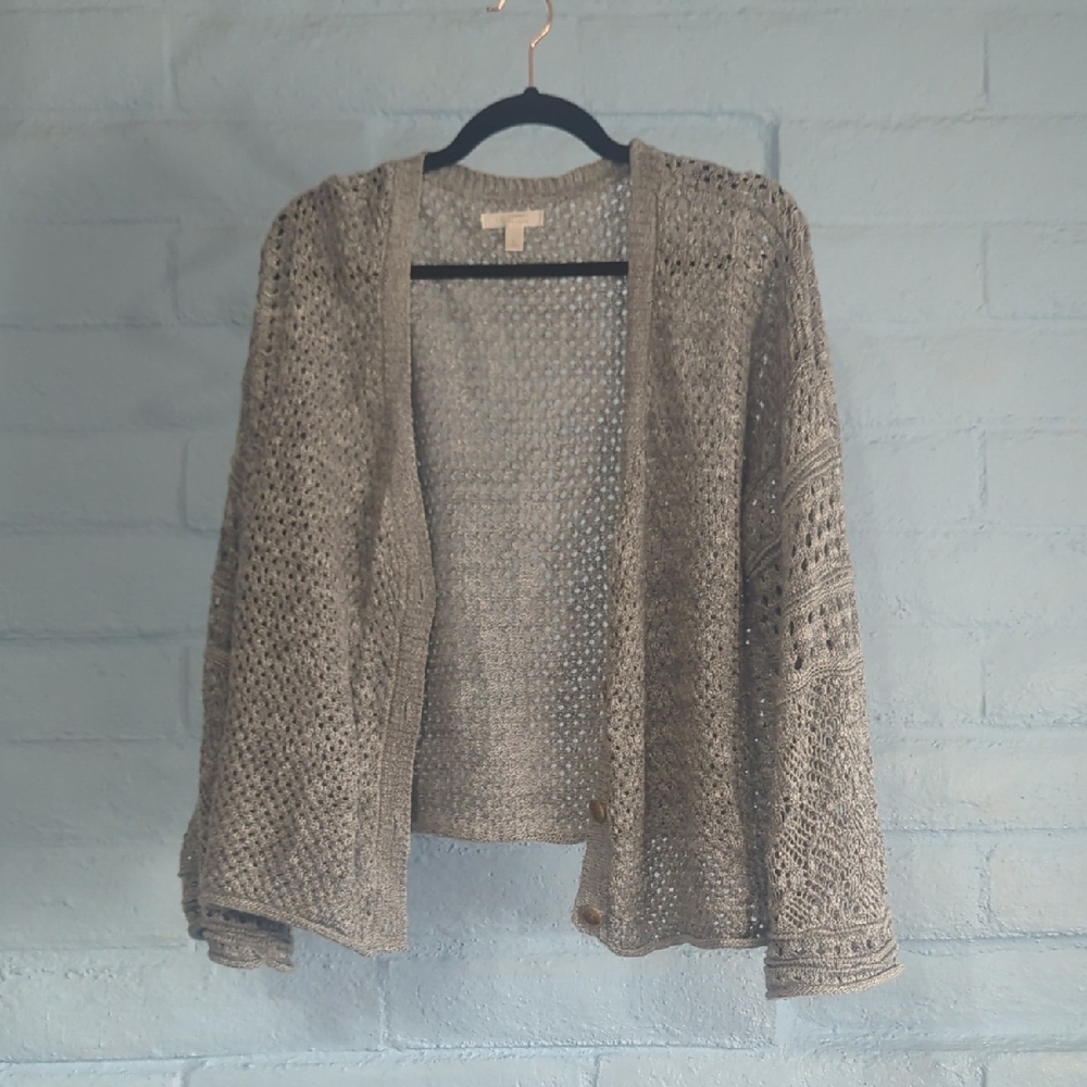 LC Lauren Conrad Gray Open Knit Cardigan Sweater